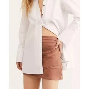 Women’s Size 4 Free People Brown Vegan Suede Microsuede Mini Skirt Festival Boho